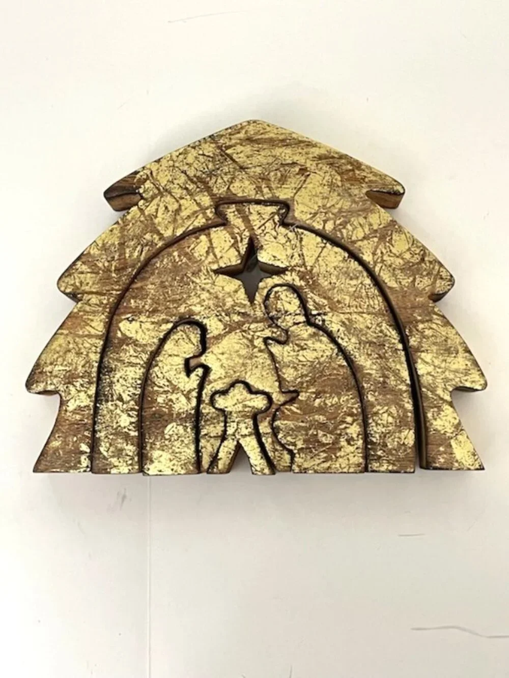 Park Hill Gilded Wooden Nativity Puzzle 5 pc‎ Set Christmas Seasonal Holiday